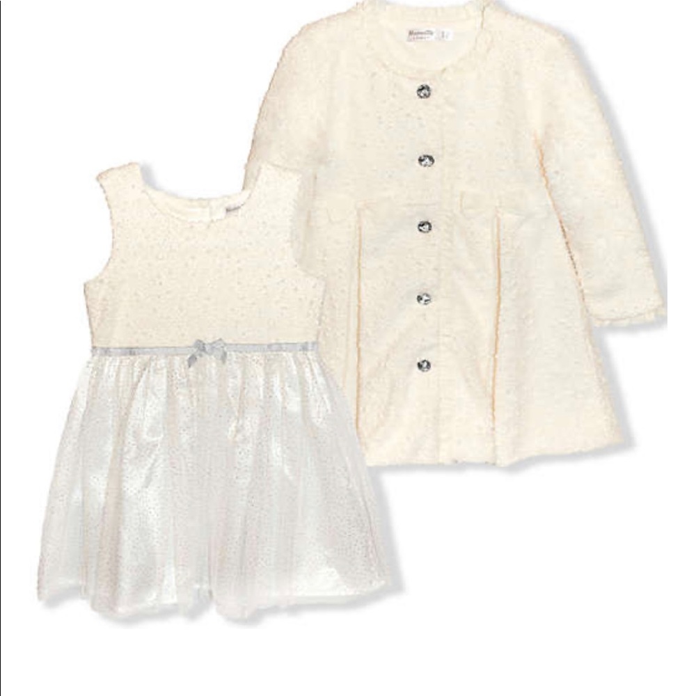 Nannette Baby 2-Piece Glitter Dress and Coat Set
